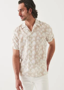 PATRICK ASSARAF Palm Tree Print Linen Shirt|Men Shirts