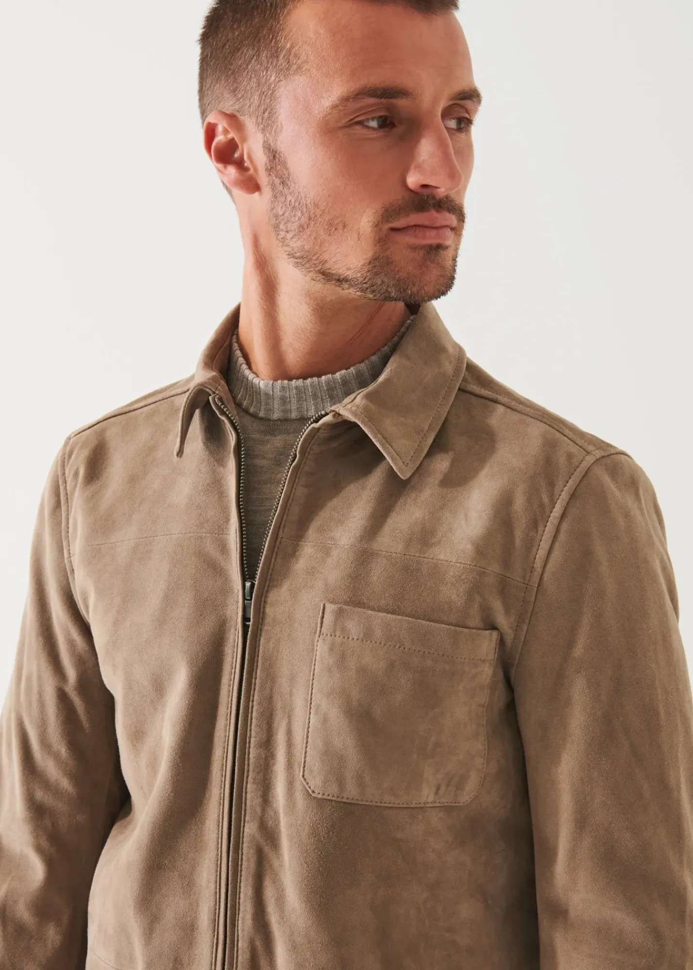 PATRICK ASSARAF Pima Cotton French Terry Overshirt|Men Shirt Jackets