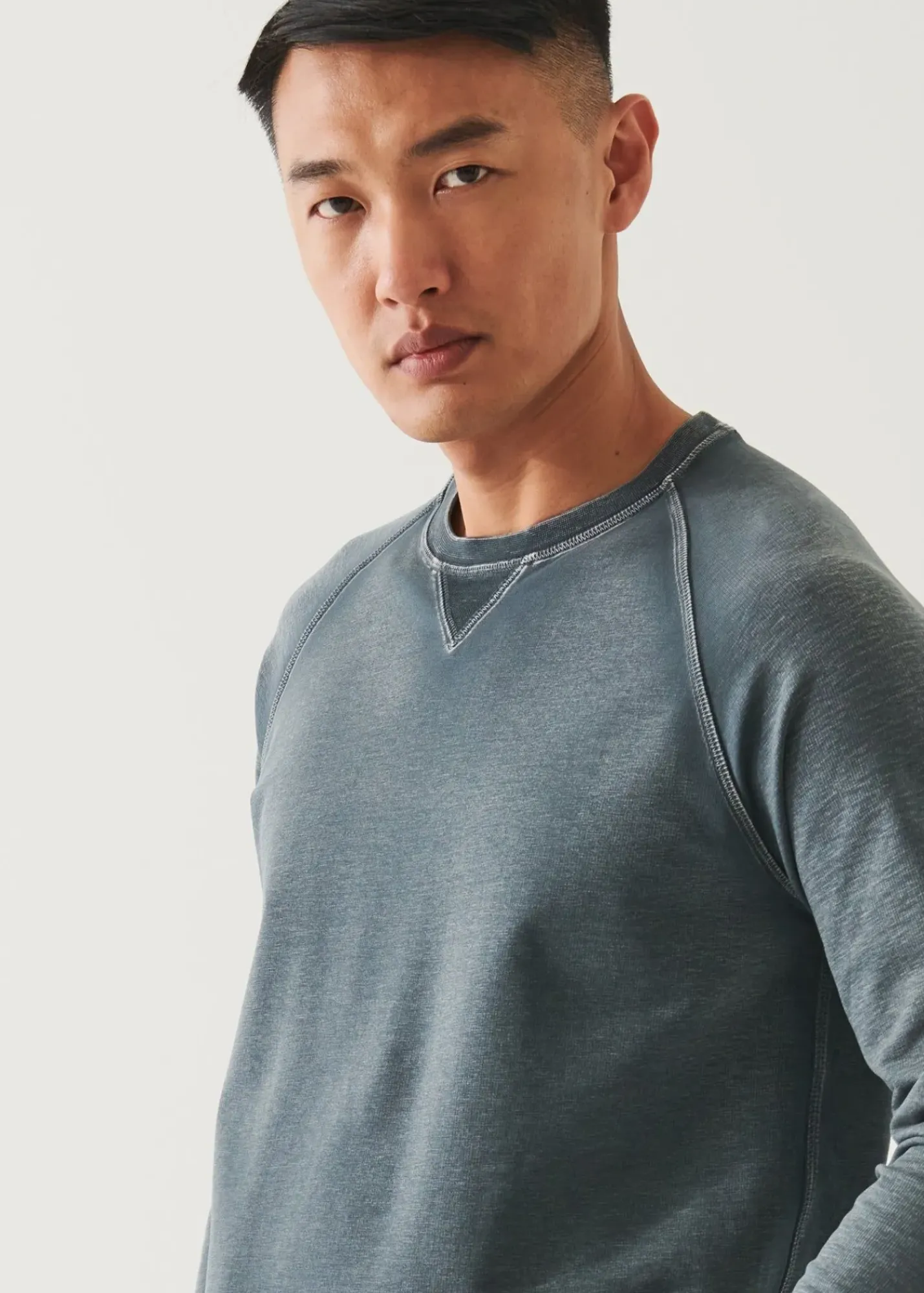 PATRICK ASSARAF Pima Cotton French Terry Vintage Wash Sweatshirt|Men Sweatshirts & Hoodies