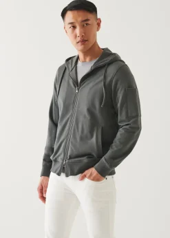 PATRICK ASSARAF Pima Cotton French Terry Zip-Up Hoodie|Men Sweatshirts & Hoodies