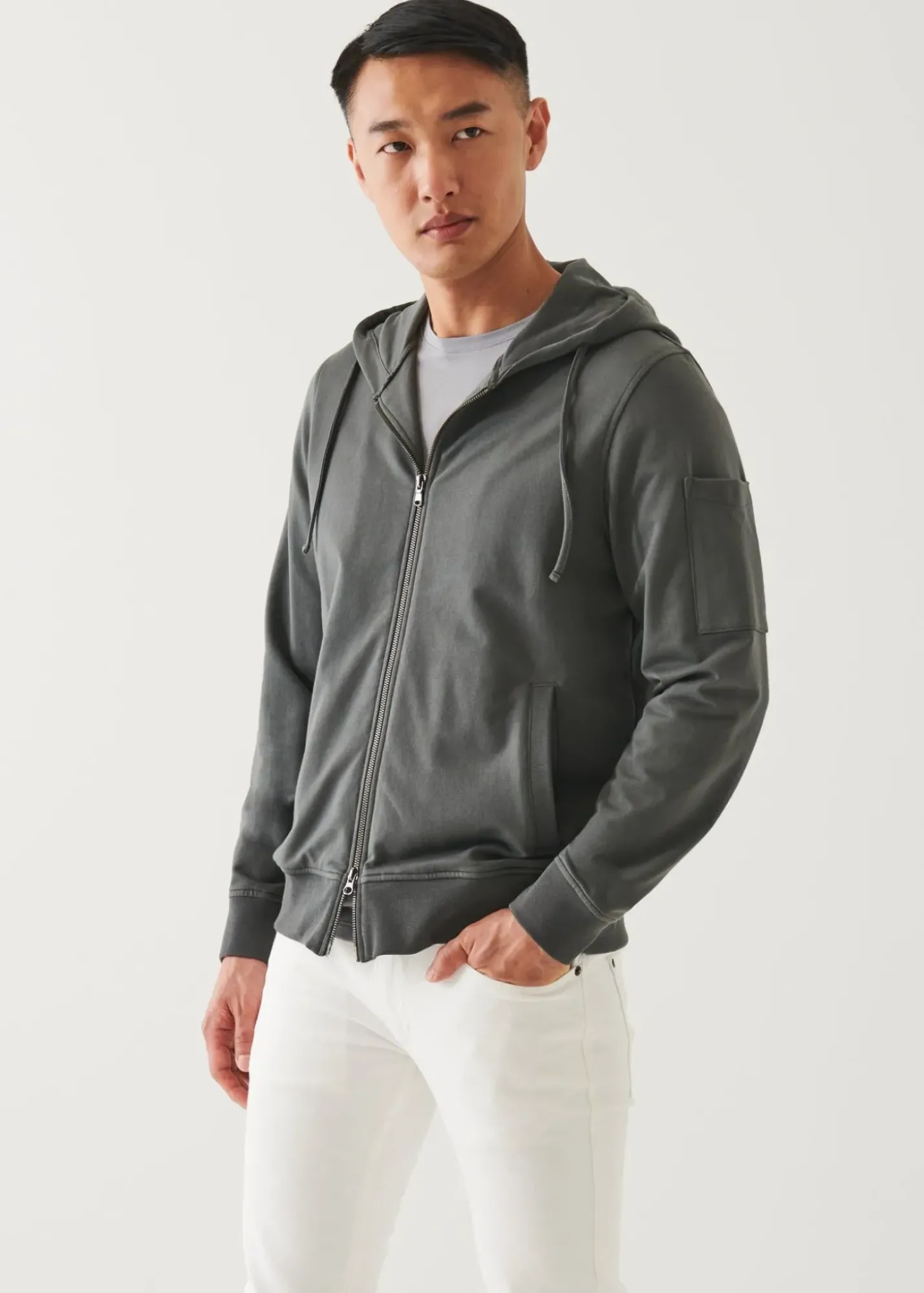 PATRICK ASSARAF Pima Cotton French Terry Zip-Up Hoodie|Men Sweatshirts & Hoodies