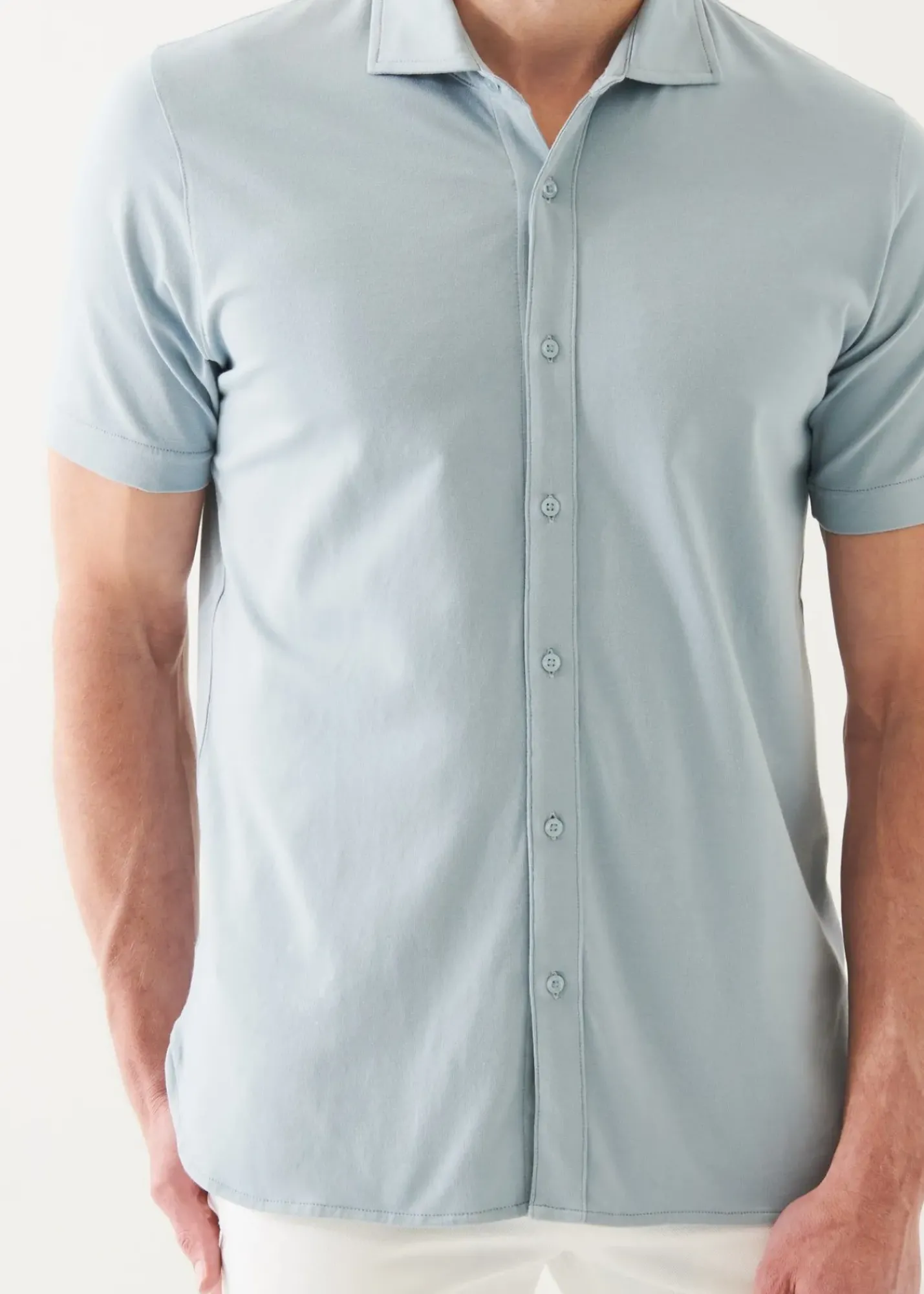 PATRICK ASSARAF Pima Cotton Stretch Button Front Shirt|Men T-Shirts