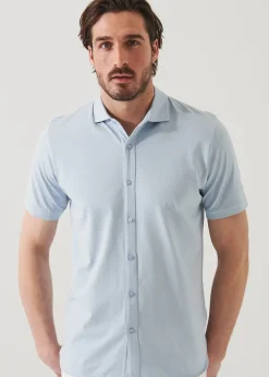 PATRICK ASSARAF Pima Cotton Stretch Button Front Shirt|Men Shirts