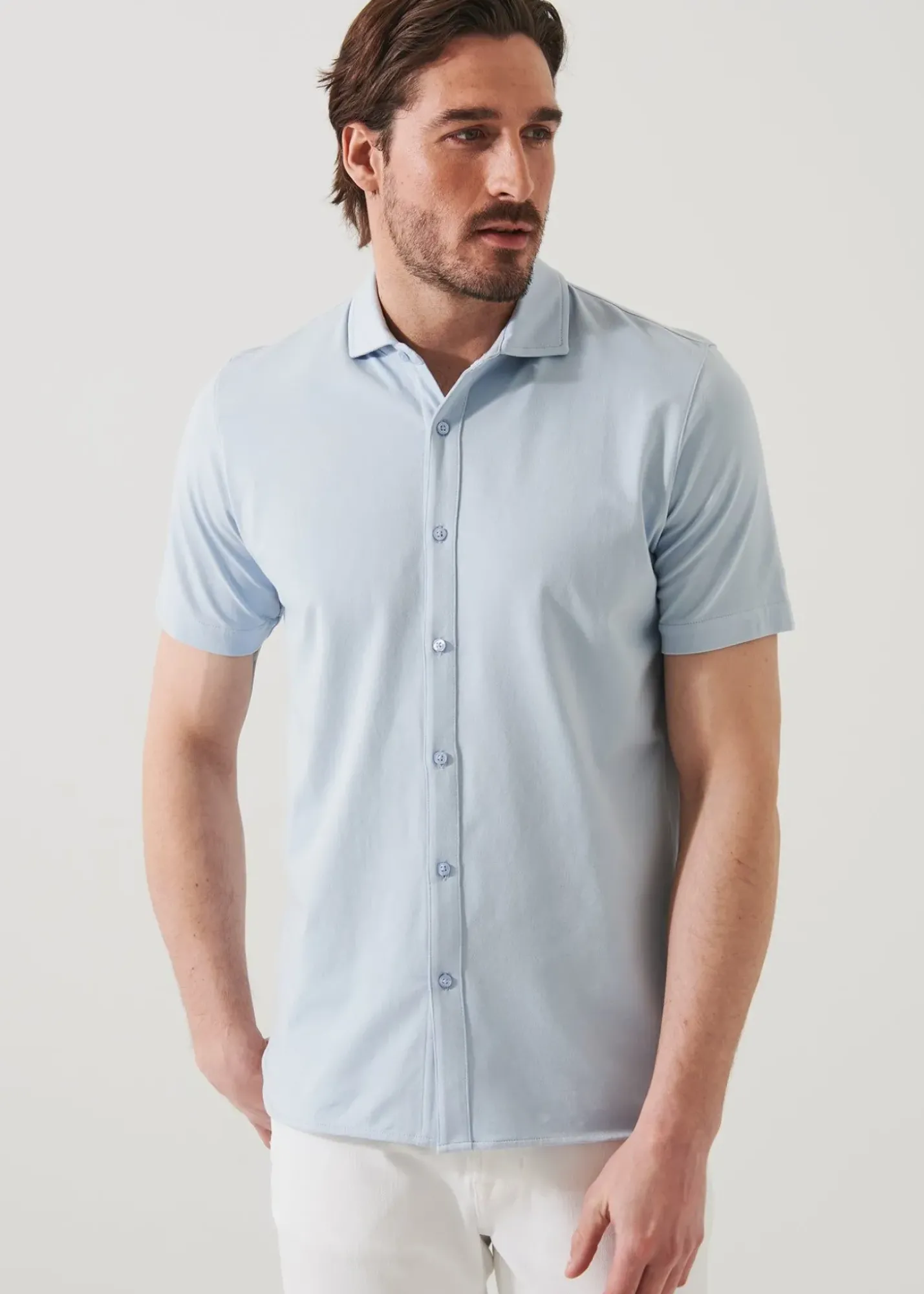 PATRICK ASSARAF Pima Cotton Stretch Button Front Shirt|Men Shirts