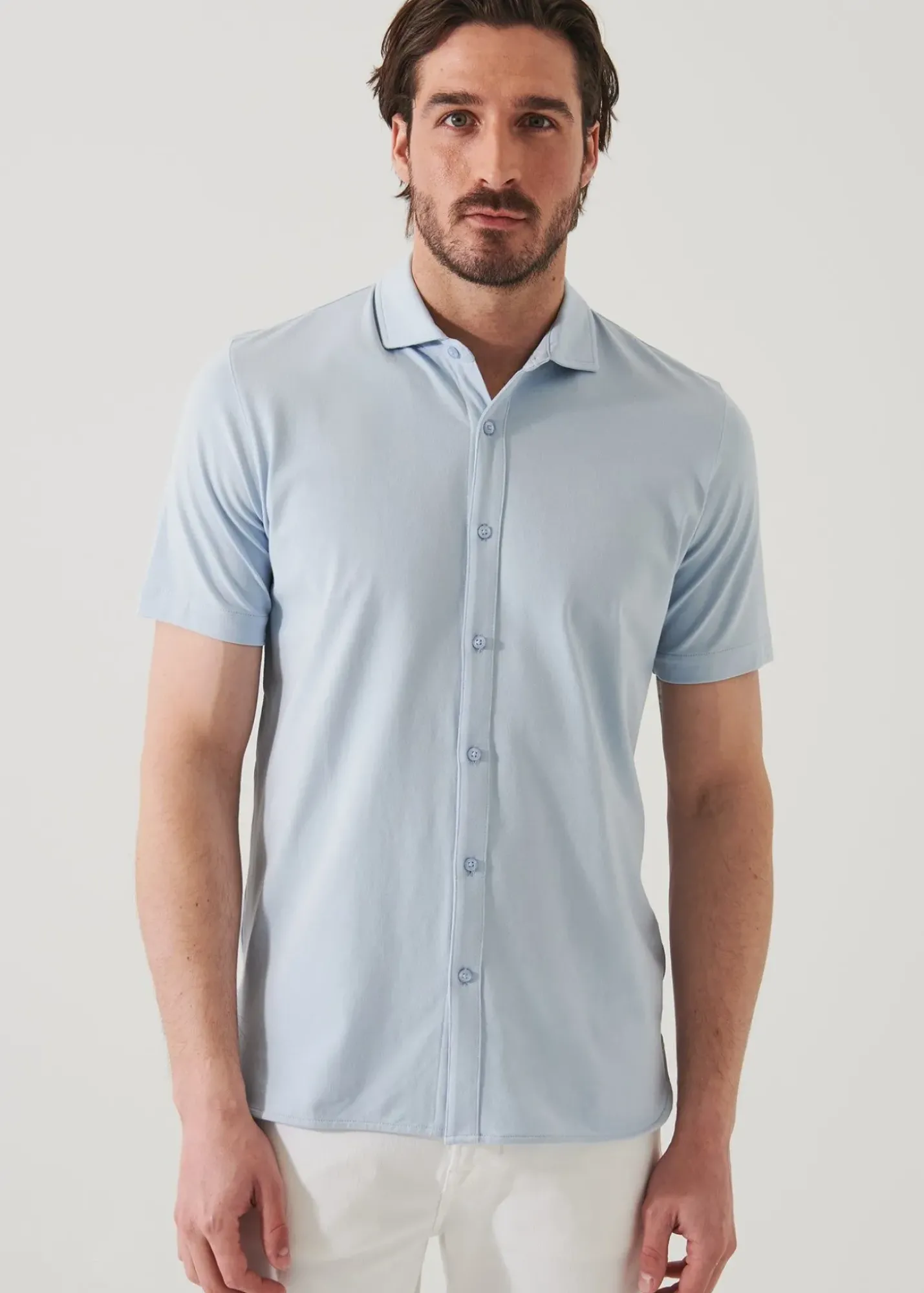 PATRICK ASSARAF Pima Cotton Stretch Button Front Shirt|Men Shirts