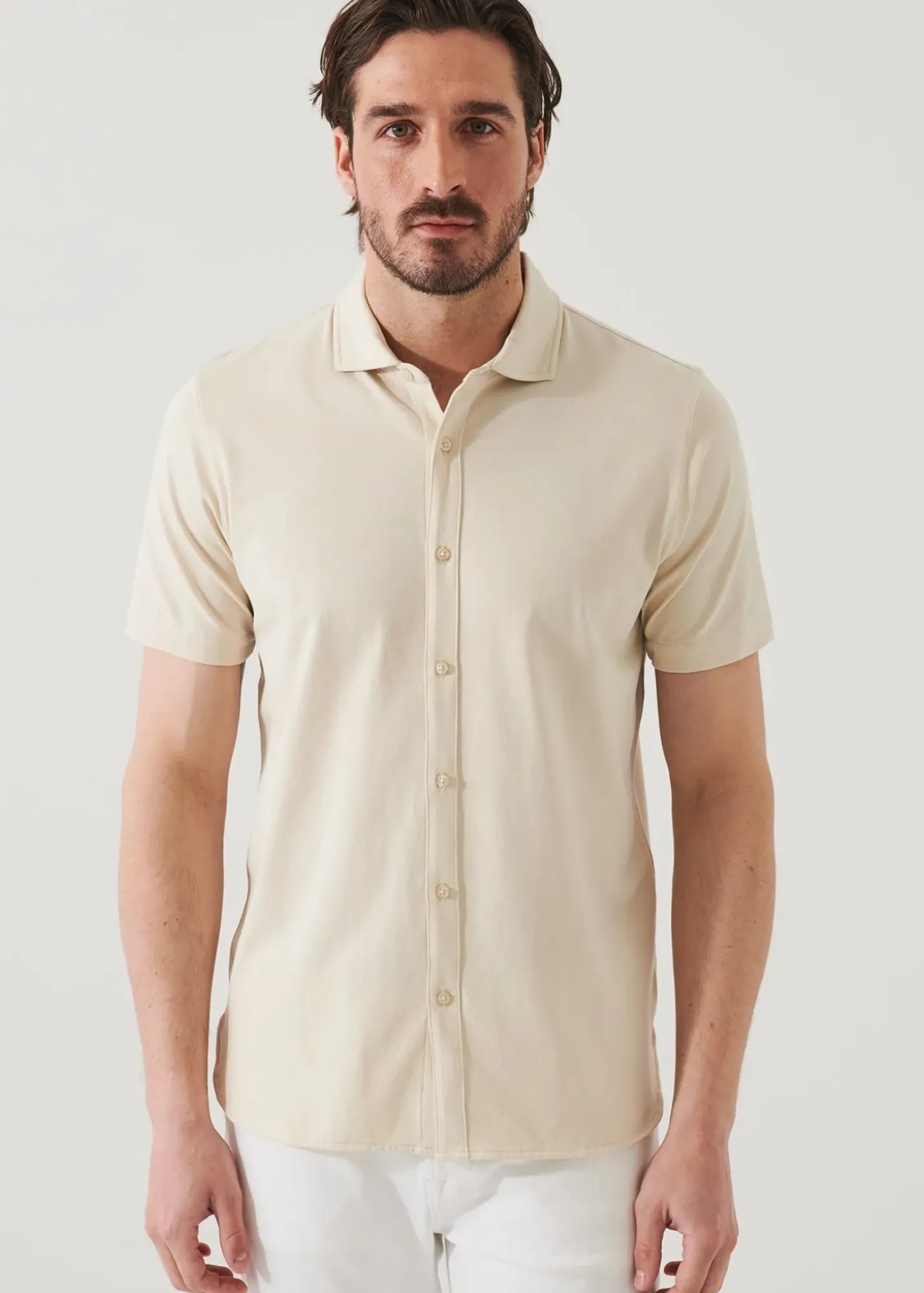 PATRICK ASSARAF Pima Cotton Stretch Button Front Shirt|Men Shirts