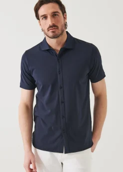 PATRICK ASSARAF Pima Cotton Stretch Button Front Shirt|Men Shirts