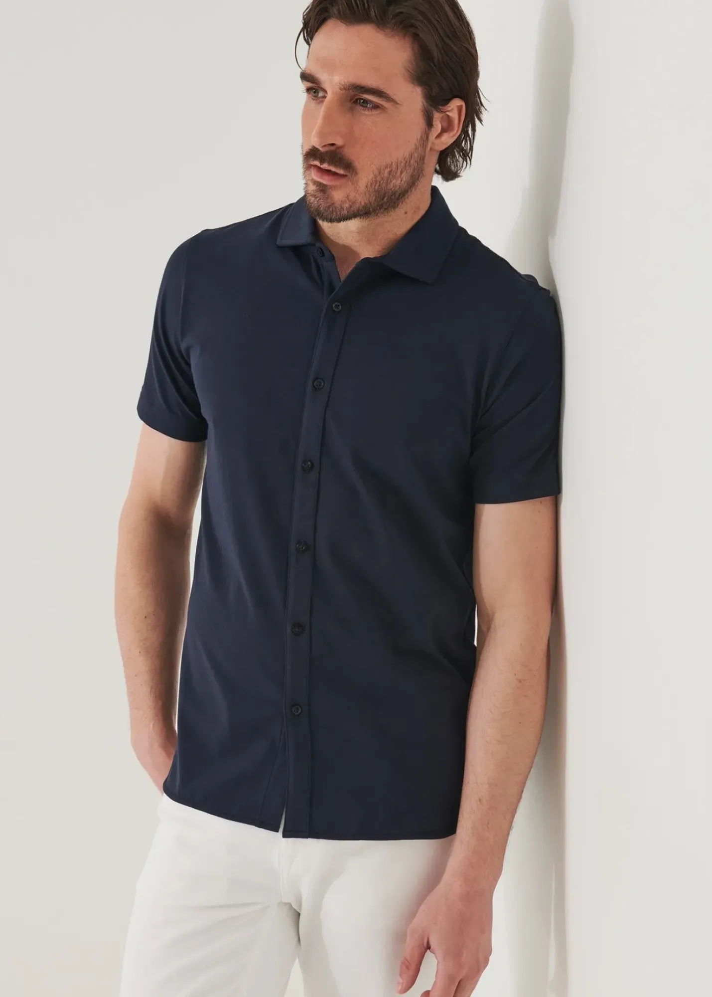 PATRICK ASSARAF Pima Cotton Stretch Button Front Shirt|Men Shirts