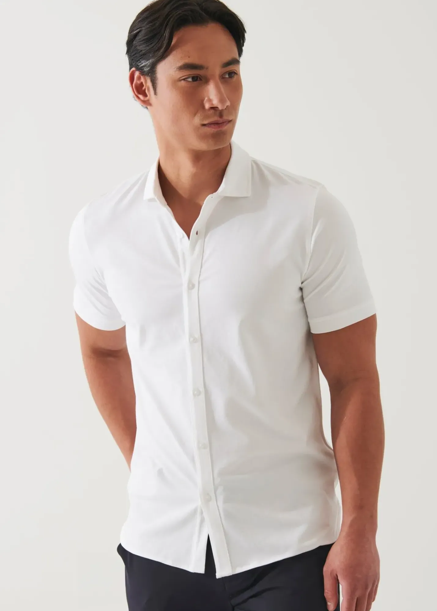 PATRICK ASSARAF Pima Cotton Stretch Button Front Shirt|Men Shirts
