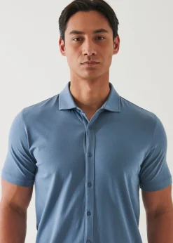 PATRICK ASSARAF Pima Cotton Stretch Button Front Shirt|Men Shirts