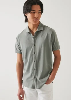 PATRICK ASSARAF Pima Cotton Stretch Button Front Shirt|Men Shirts