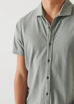 PATRICK ASSARAF Pima Cotton Stretch Button Front Shirt|Men Shirts