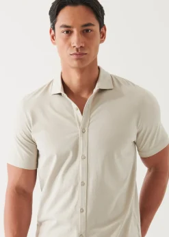 PATRICK ASSARAF Pima Cotton Stretch Button Front Shirt|Men Shirts