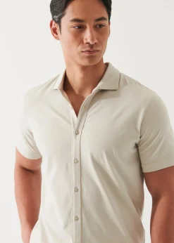 PATRICK ASSARAF Pima Cotton Stretch Button Front Shirt|Men Shirts