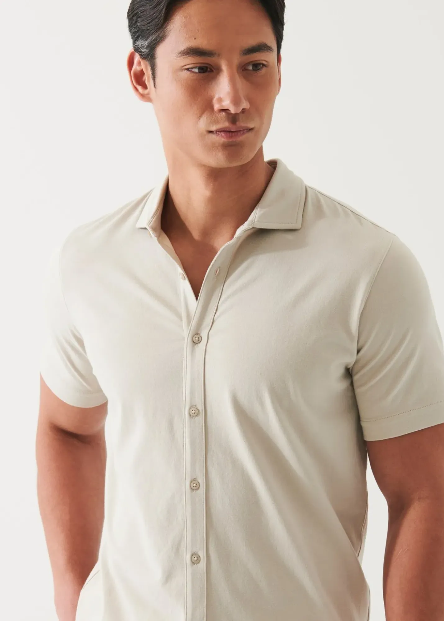 PATRICK ASSARAF Pima Cotton Stretch Button Front Shirt|Men Shirts