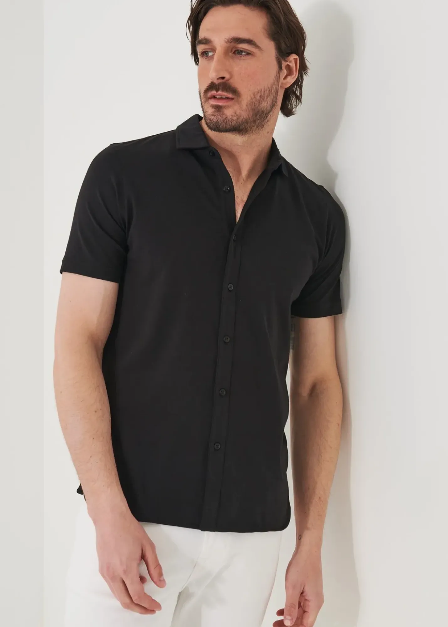 PATRICK ASSARAF Pima Cotton Stretch Button Front Shirt|Men Shirts