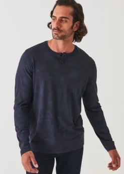 PATRICK ASSARAF Pima Cotton Stretch Camo Henley|Men T-Shirts