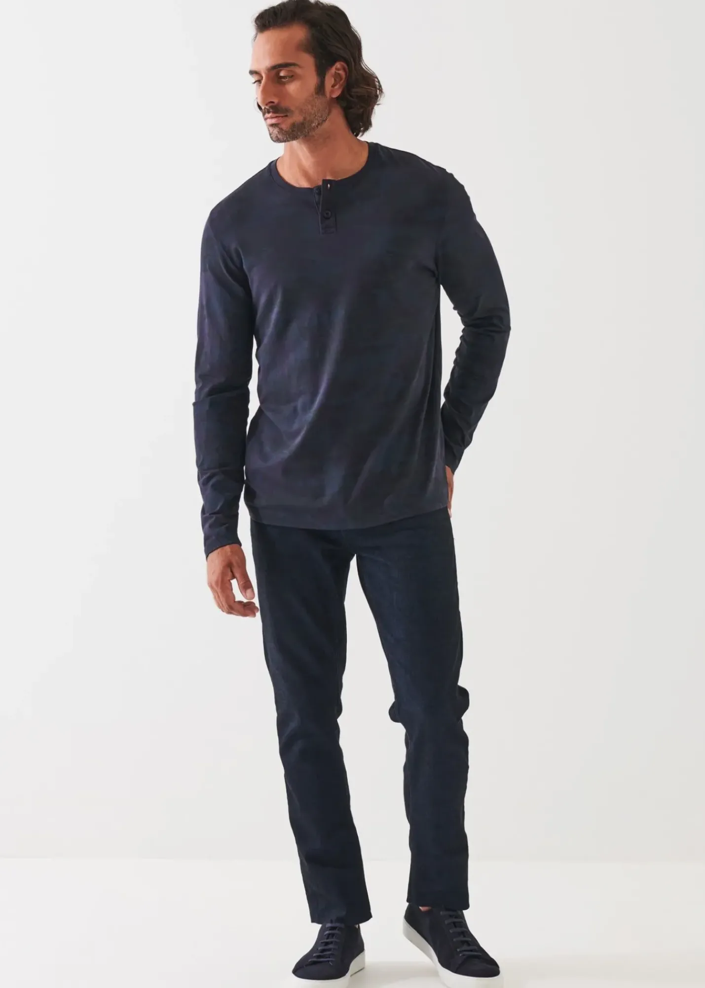 PATRICK ASSARAF Pima Cotton Stretch Camo Henley|Men T-Shirts