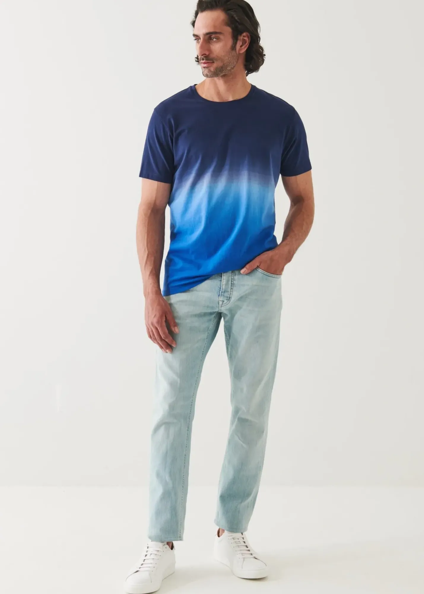 PATRICK ASSARAF Pima Cotton Stretch Degrade T-Shirt|Men T-Shirts