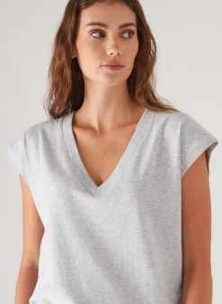 PATRICK ASSARAF Pima Cotton Stretch Dolman V-Neck T-Shirt|Women T-Shirts