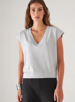 PATRICK ASSARAF Pima Cotton Stretch Dolman V-Neck T-Shirt|Women T-Shirts
