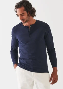 PATRICK ASSARAF Pima Cotton Stretch Henley|Men T-Shirts
