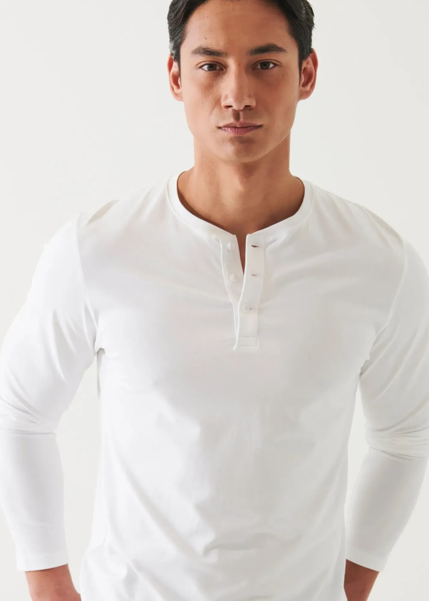 PATRICK ASSARAF Pima Cotton Stretch Henley|Men T-Shirts