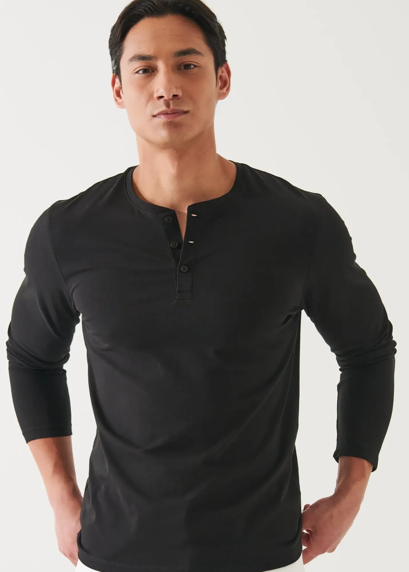 PATRICK ASSARAF Pima Cotton Stretch Henley|Men T-Shirts