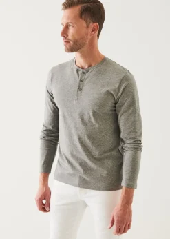 PATRICK ASSARAF Pima Cotton Stretch Henley|Men T-Shirts