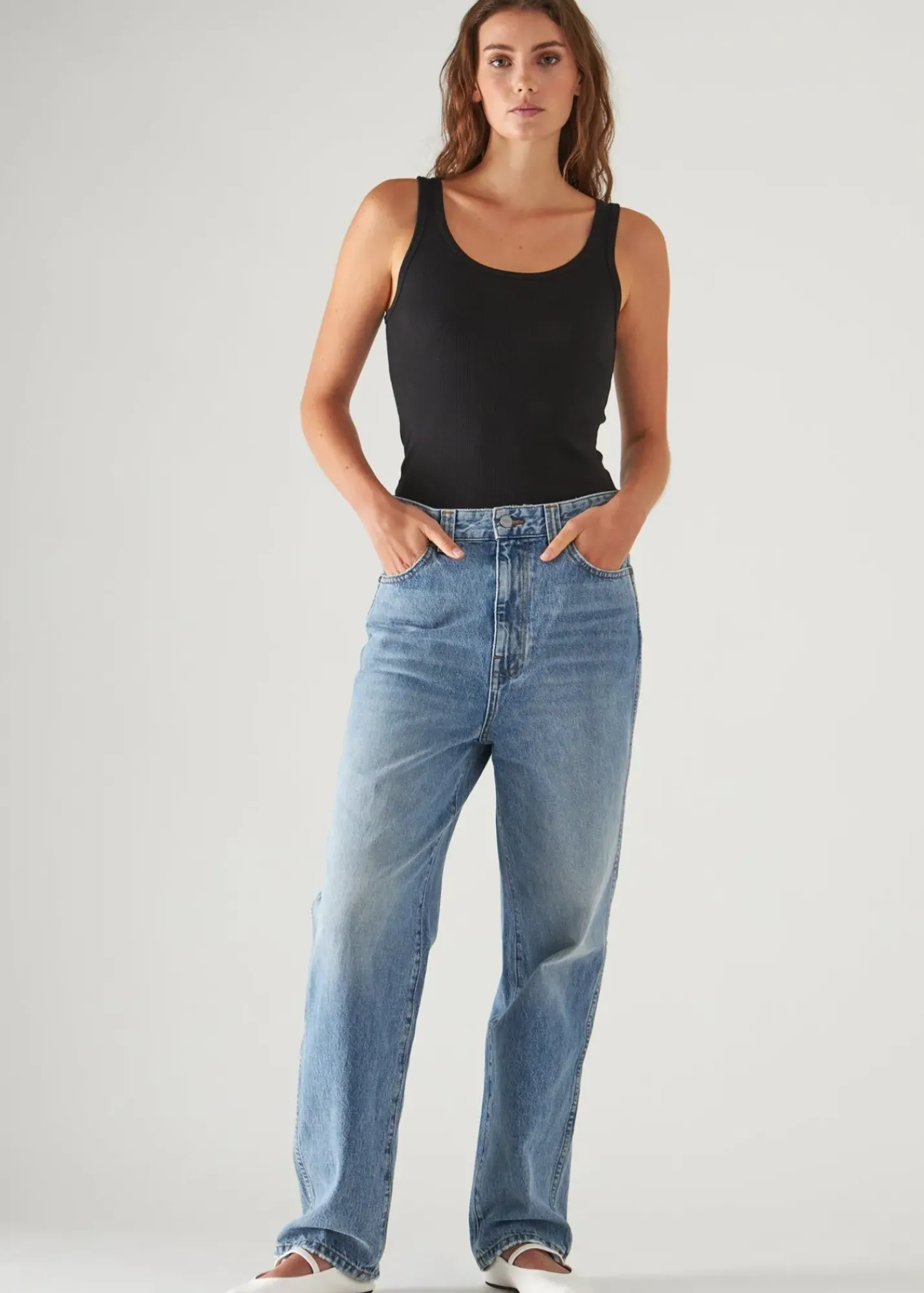 PATRICK ASSARAF Pima Cotton Stretch High Crew Rib Tank|Women T-Shirts