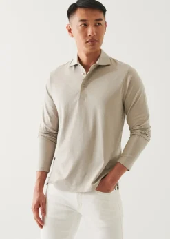 PATRICK ASSARAF Pima Cotton Stretch Long Sleeve Polo|Men Polos