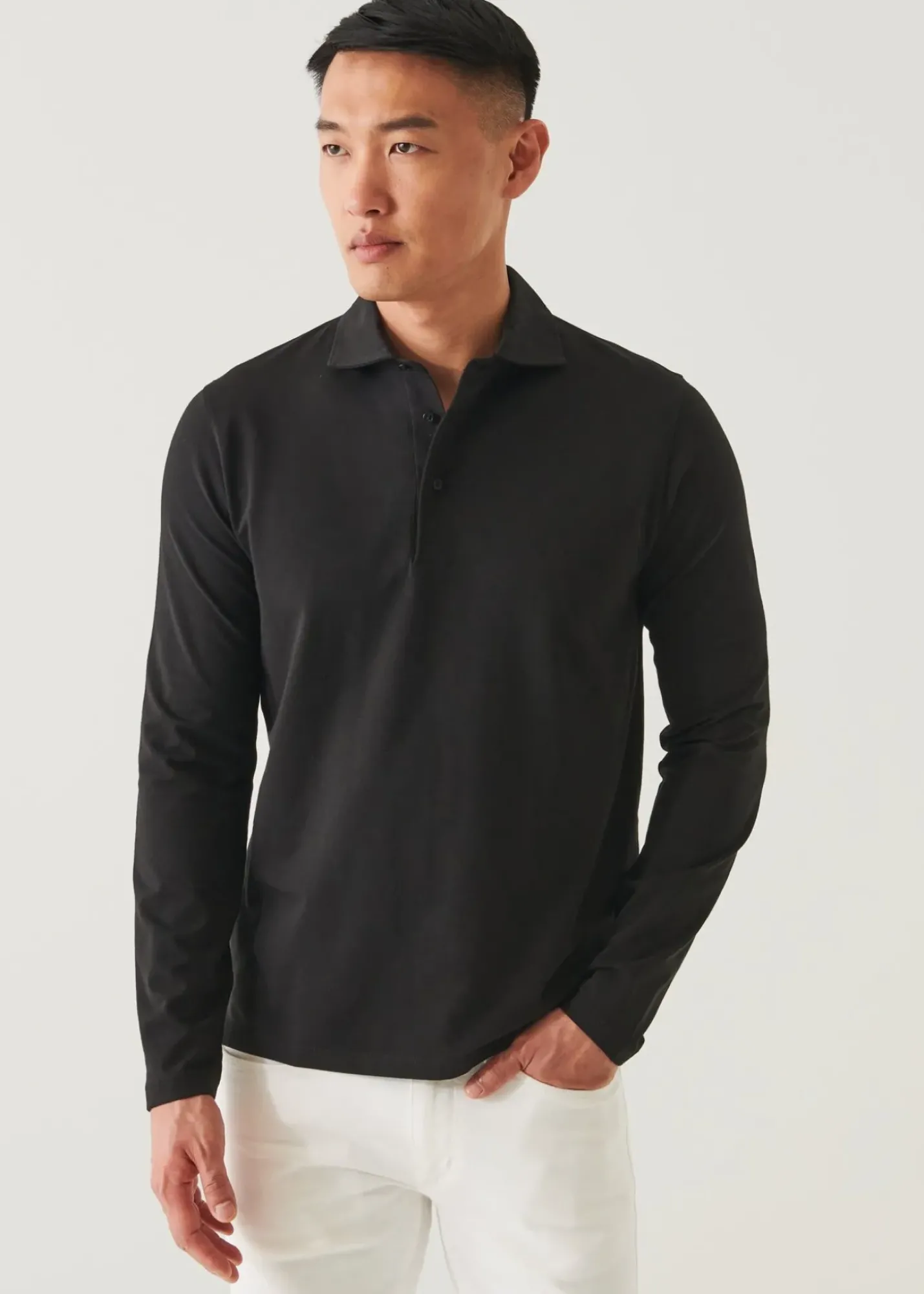 PATRICK ASSARAF Pima Cotton Stretch Long Sleeve Polo|Men Polos