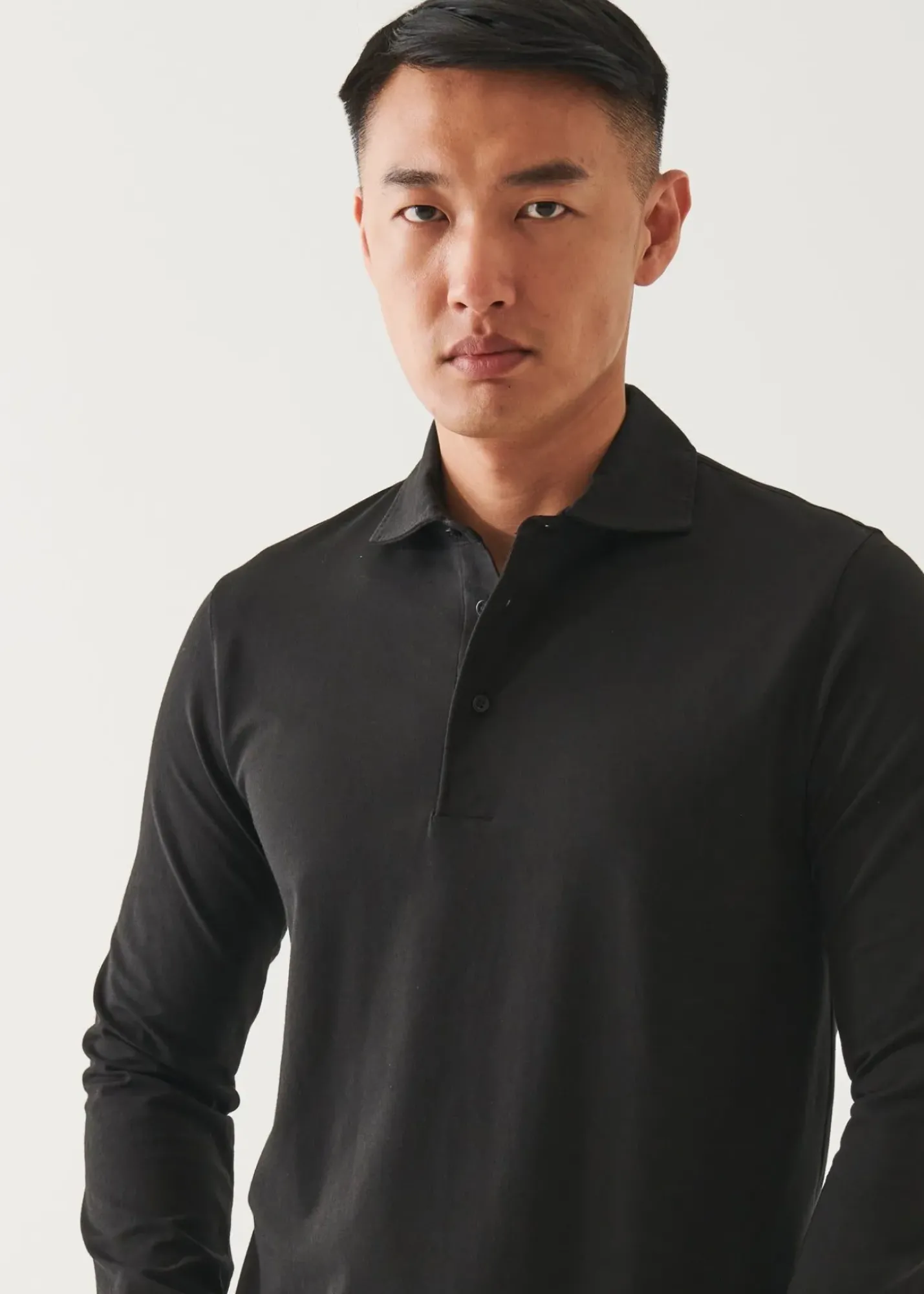 PATRICK ASSARAF Pima Cotton Stretch Long Sleeve Polo|Men Polos