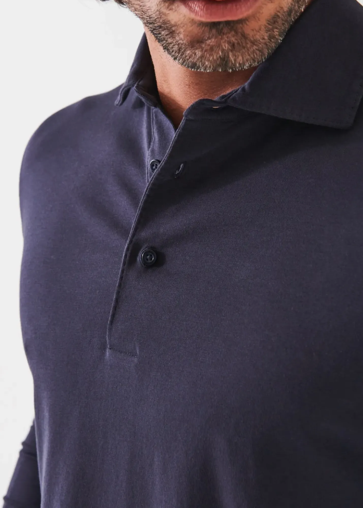 PATRICK ASSARAF Pima Cotton Stretch Long Sleeve Polo|Men Polos