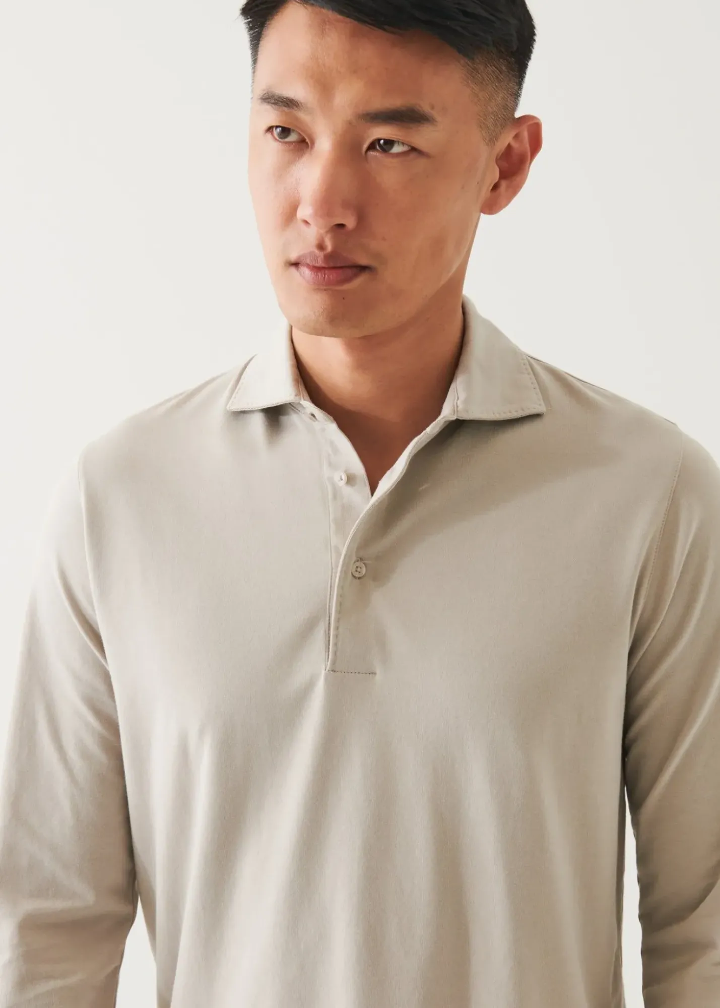 PATRICK ASSARAF Pima Cotton Stretch Long Sleeve Polo|Men Polos