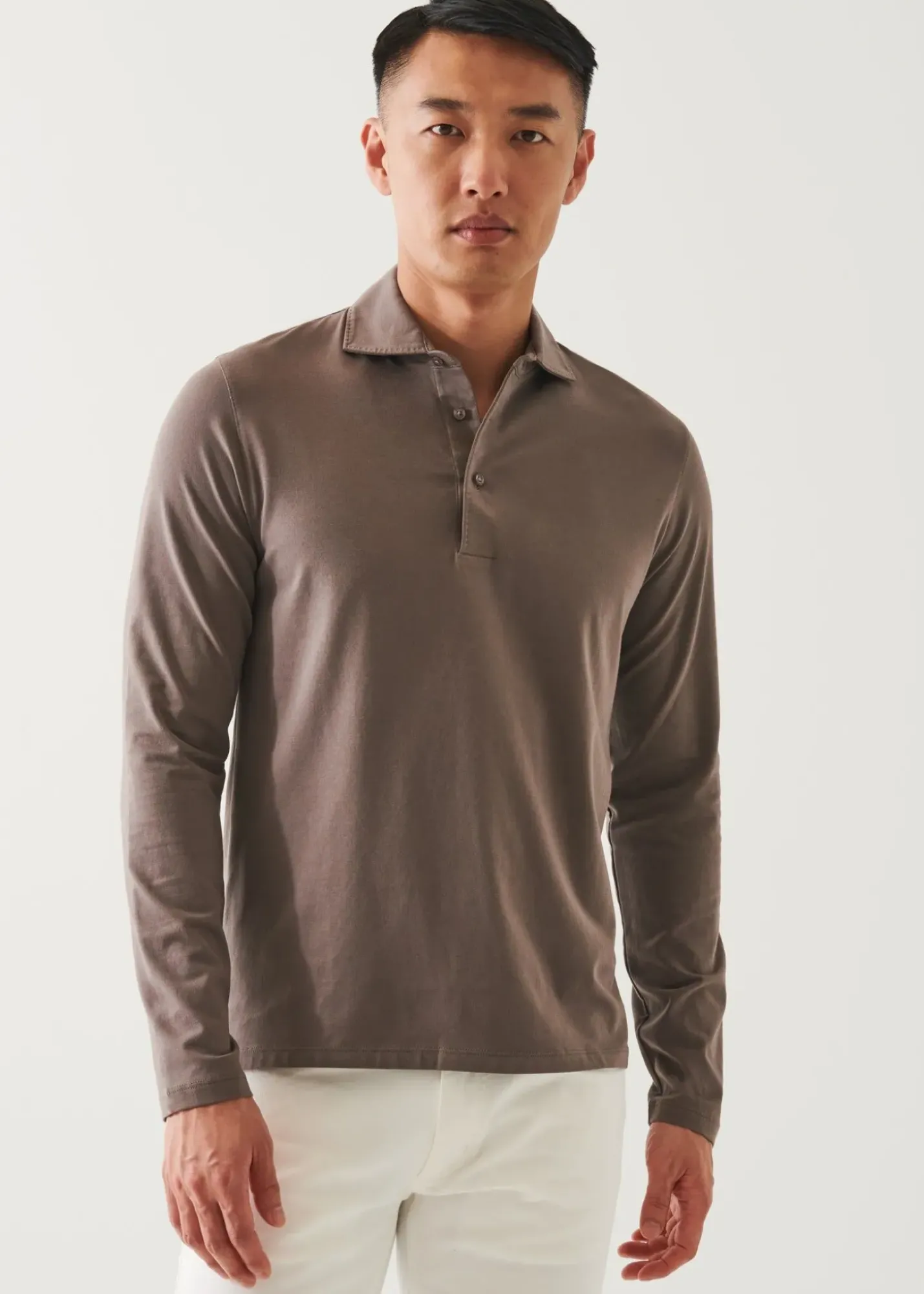PATRICK ASSARAF Pima Cotton Stretch Long Sleeve Polo|Men Polos