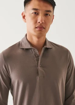 PATRICK ASSARAF Pima Cotton Stretch Long Sleeve Polo|Men Polos