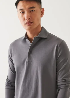 PATRICK ASSARAF Pima Cotton Stretch Long Sleeve Polo|Men Polos