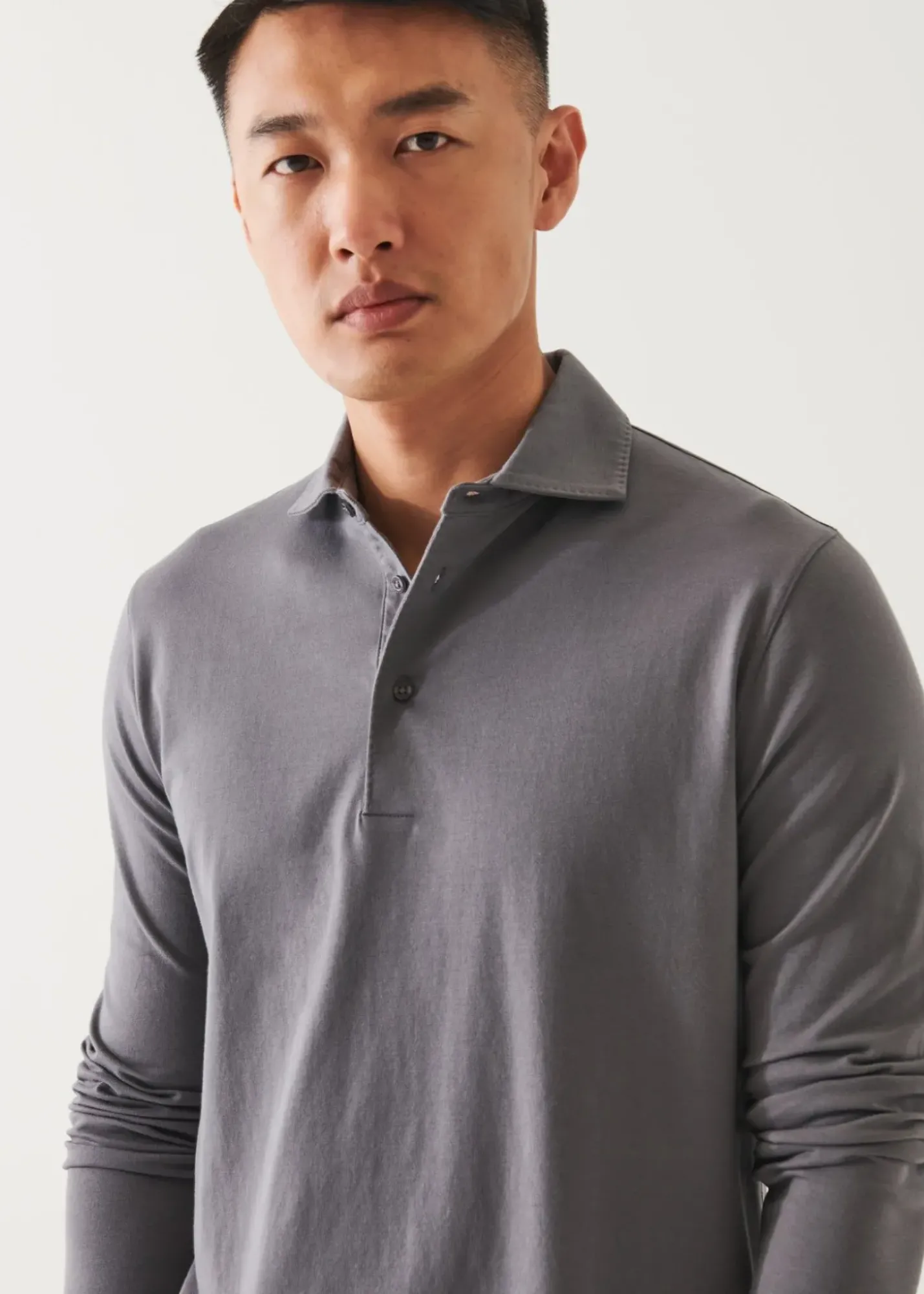 PATRICK ASSARAF Pima Cotton Stretch Long Sleeve Polo|Men Polos