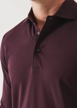 PATRICK ASSARAF Pima Cotton Stretch Long Sleeve Polo|Men Polos