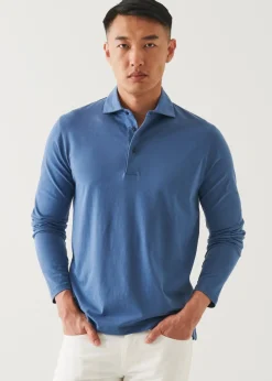 PATRICK ASSARAF Pima Cotton Stretch Long Sleeve Polo|Men Polos