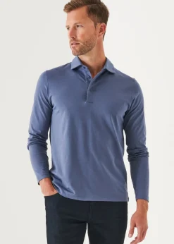 PATRICK ASSARAF Pima Cotton Stretch Long Sleeve Polo|Men Polos