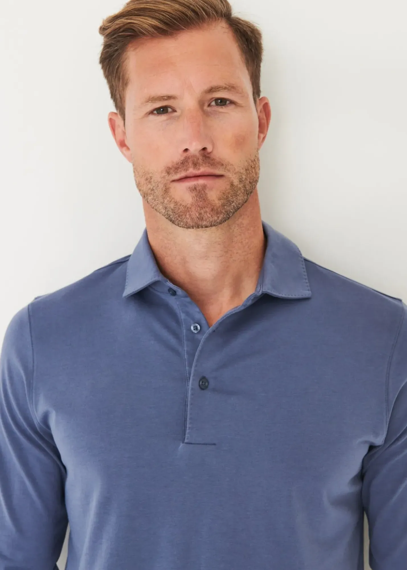PATRICK ASSARAF Pima Cotton Stretch Long Sleeve Polo|Men Polos