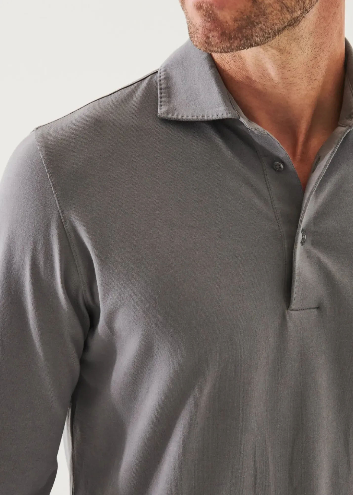 PATRICK ASSARAF Pima Cotton Stretch Long Sleeve Polo|Men Polos