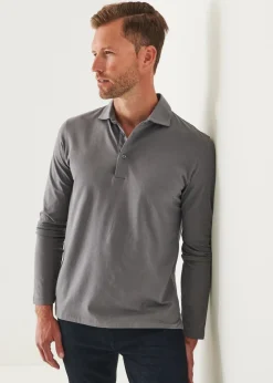 PATRICK ASSARAF Pima Cotton Stretch Long Sleeve Polo|Men Polos
