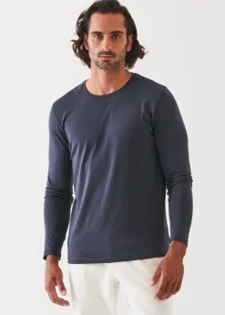 PATRICK ASSARAF Pima Cotton Stretch Long Sleeve T-Shirt|Men T-Shirts