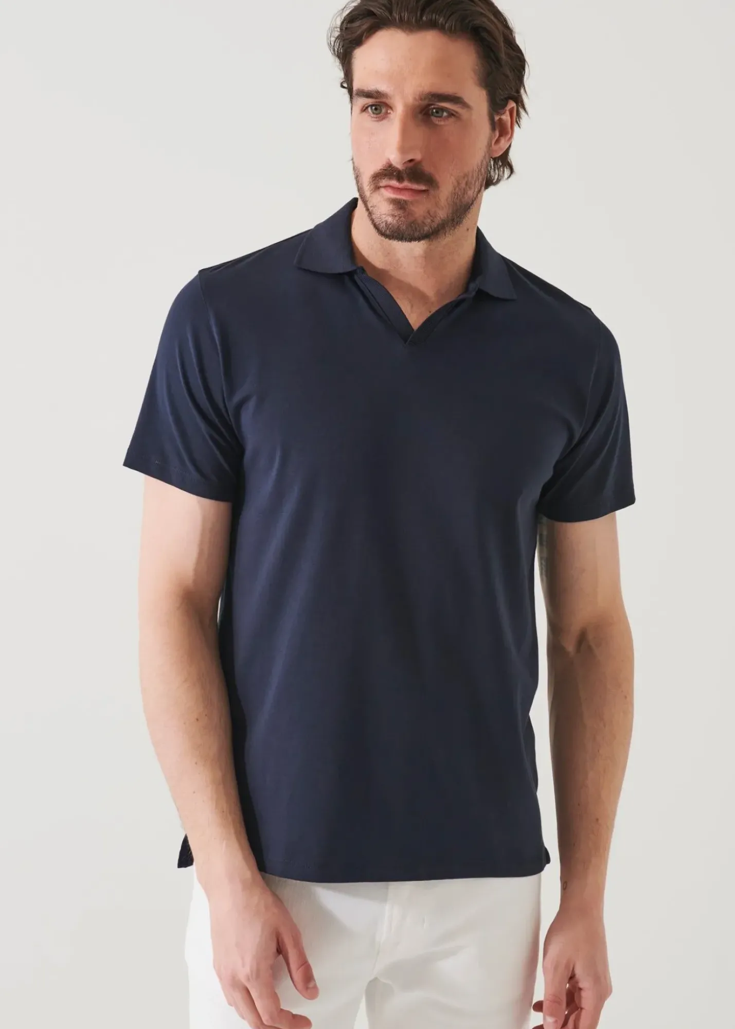 PATRICK ASSARAF Pima Cotton Stretch Open Polo|Men Polos