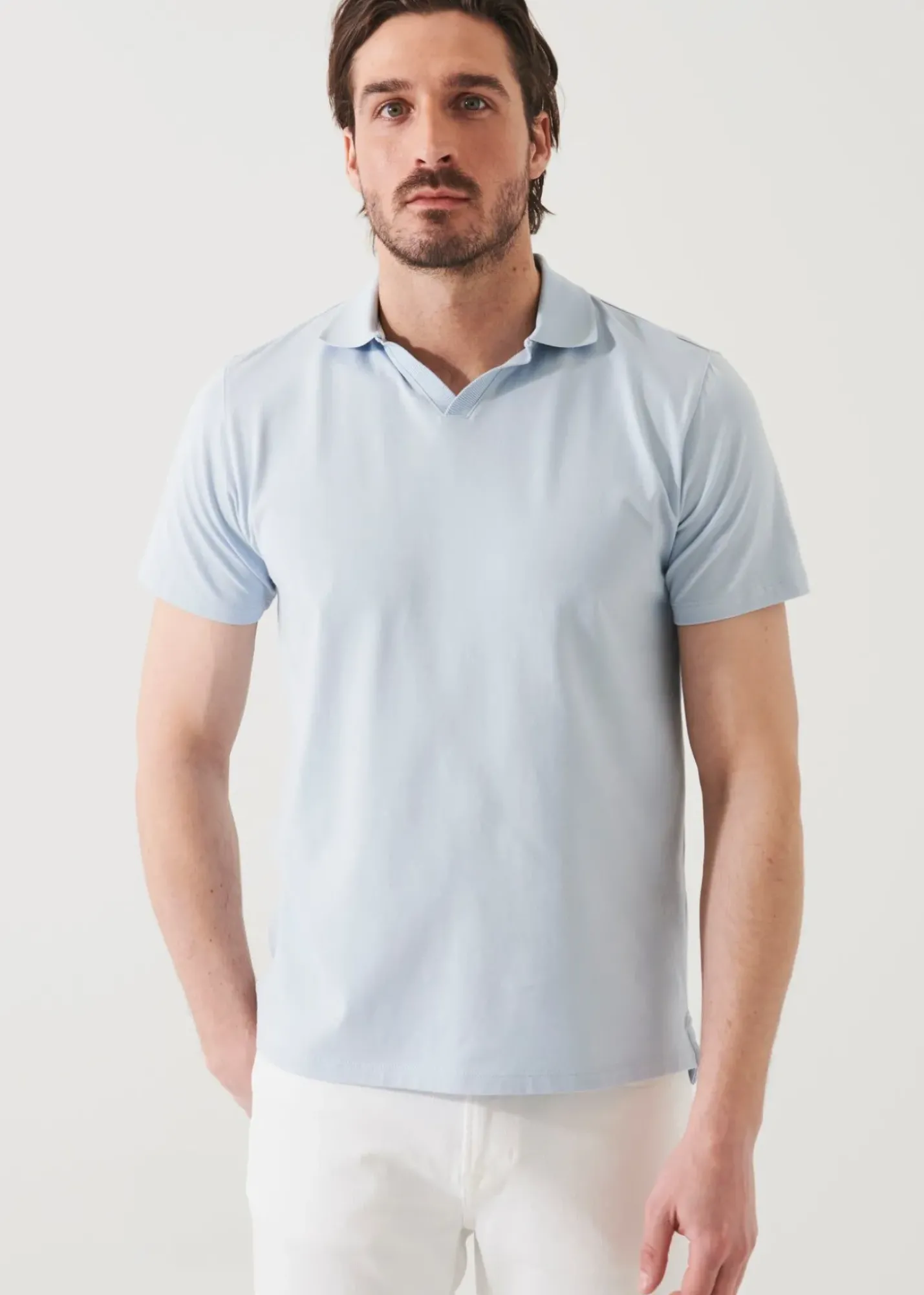 PATRICK ASSARAF Pima Cotton Stretch Open Polo|Men Polos