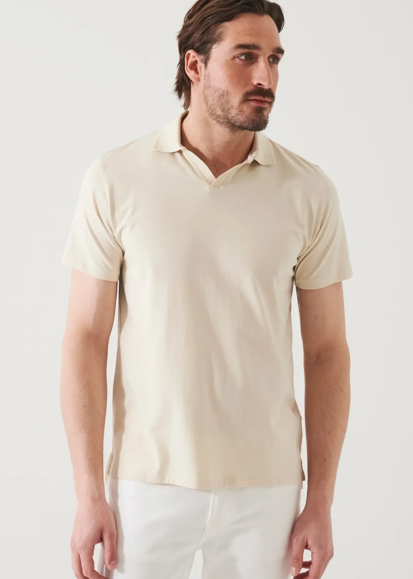 PATRICK ASSARAF Pima Cotton Stretch Open Polo|Men Polos