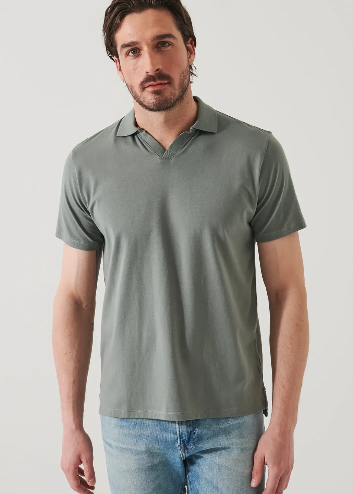 PATRICK ASSARAF Pima Cotton Stretch Open Polo|Men Polos